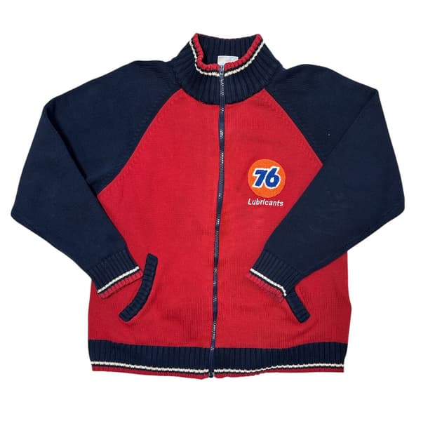 레글런 배색 긴팔 니트집업