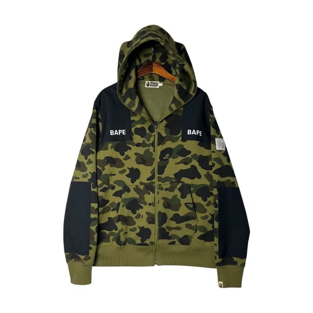 [A BATHING APE] 베이프 밀리터리 카모 패널 후드집업