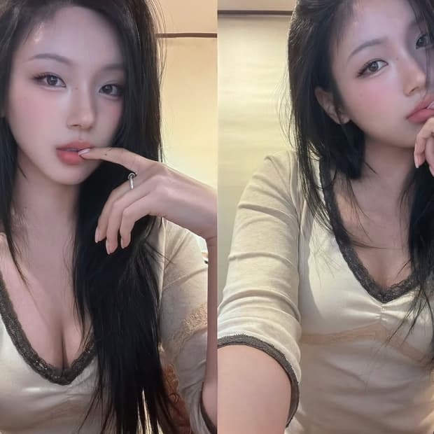 인앤양인하모니 레이스 탑 베이지핑크 7부티