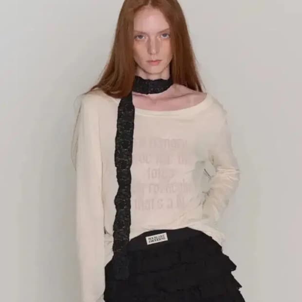 새상품- 락케이크 펑크 메쉬 탑 funk mesh top 롱슬리브 크림