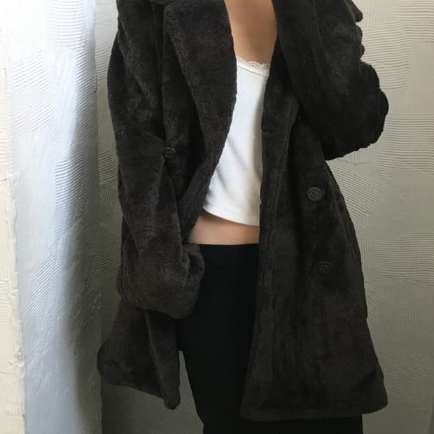 FENDI 펜디 페이크퍼 딥브라운 더블 코트