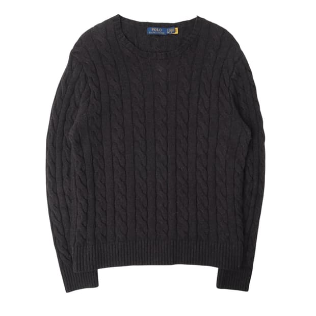 폴로 랄프로렌 QR 챠콜 베이직포니 케이블 니트
