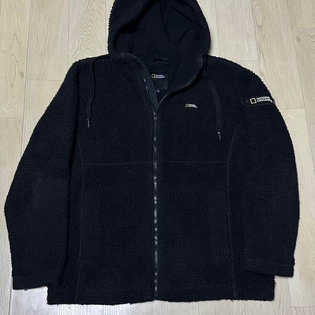 내셔널 블랙 뽀글이 후드집업