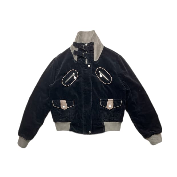 오버핏 벨벳 봄버 자켓
