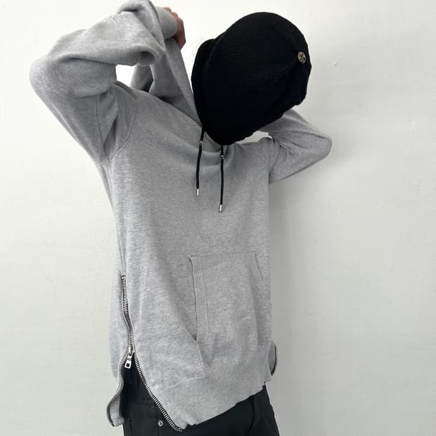 발망 2010s 사이드 지퍼 그레이 후드티