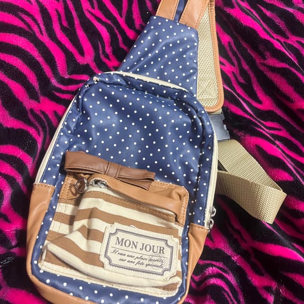 핀터가방 딸기초코 리본 크로스백 바디백 가방 라떼갸루