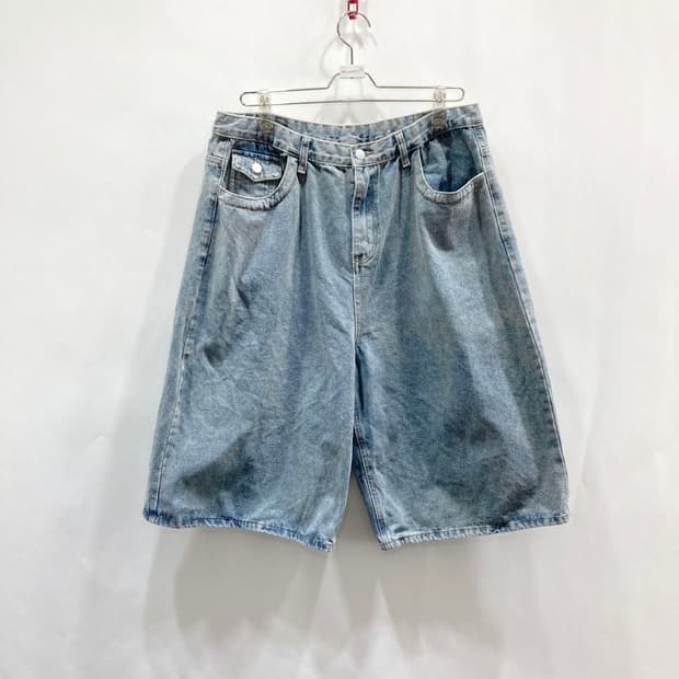 남성 데님 와이드 버뮤다반바지35-36 
