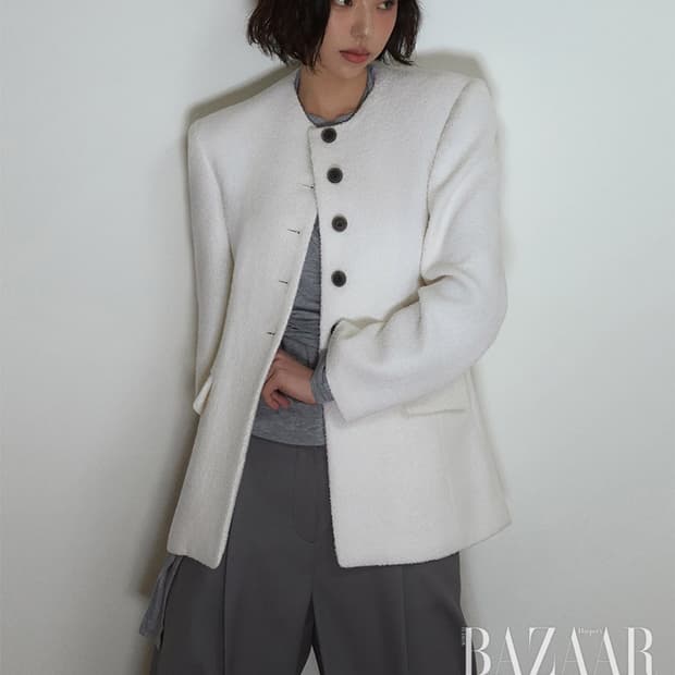 조이그라이슨 크림 부클 트위드자켓 _김고은착용