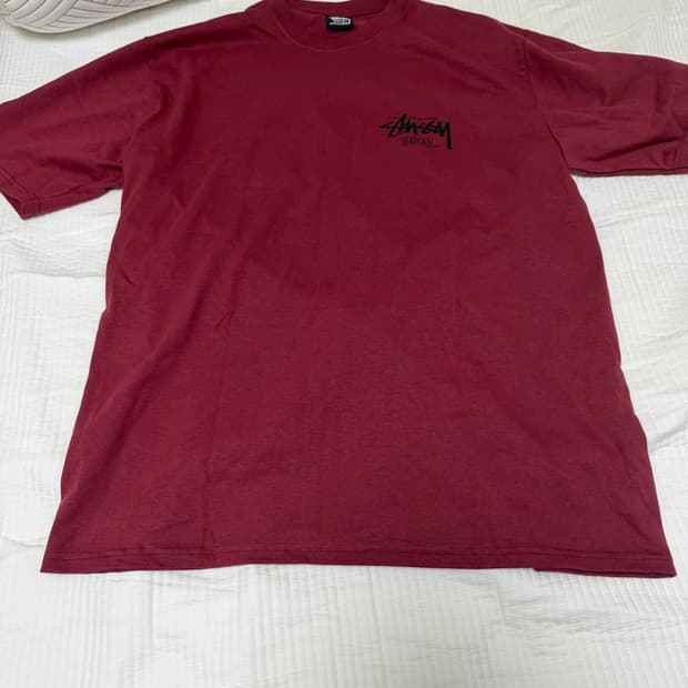 스투시 스탁 서울 티셔츠 와인