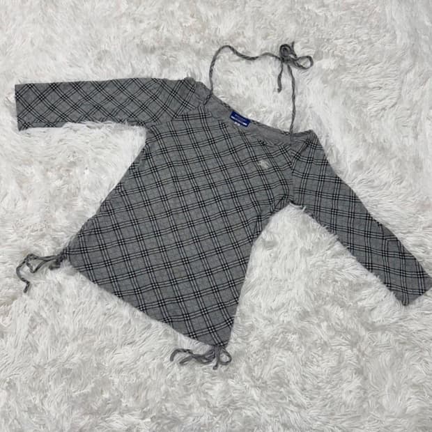 버버리 블루라벨 오프숄더 노바체크 