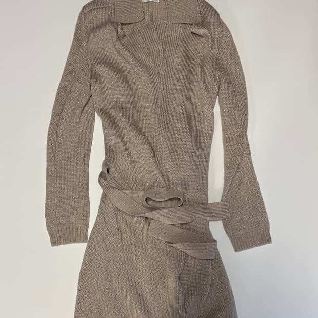 여성 한섬 타임 Time 금속사 울 롱 밸티드 가디건