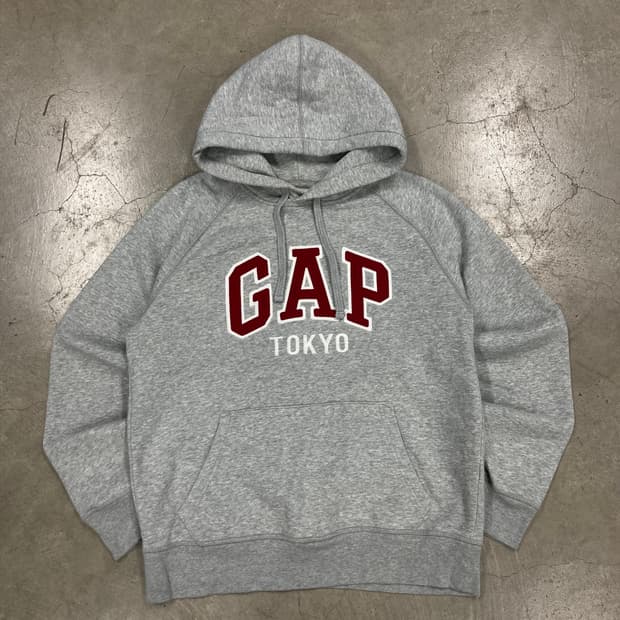 GAP 그레이 컬러 스펠아웃 빅로고 후드티