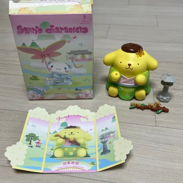 미니소 산리오 폼폼푸린 라임 플라워 동양풍 피규어 가챠 굿즈