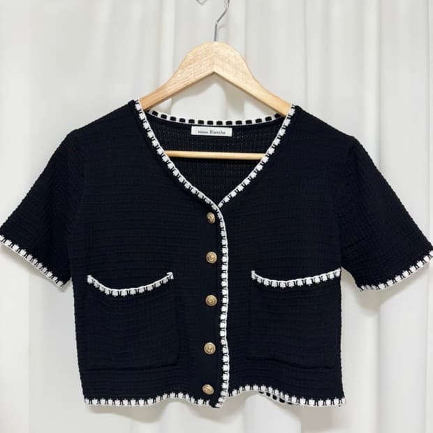 메종블랑쉬 블랙 반팔 가디건