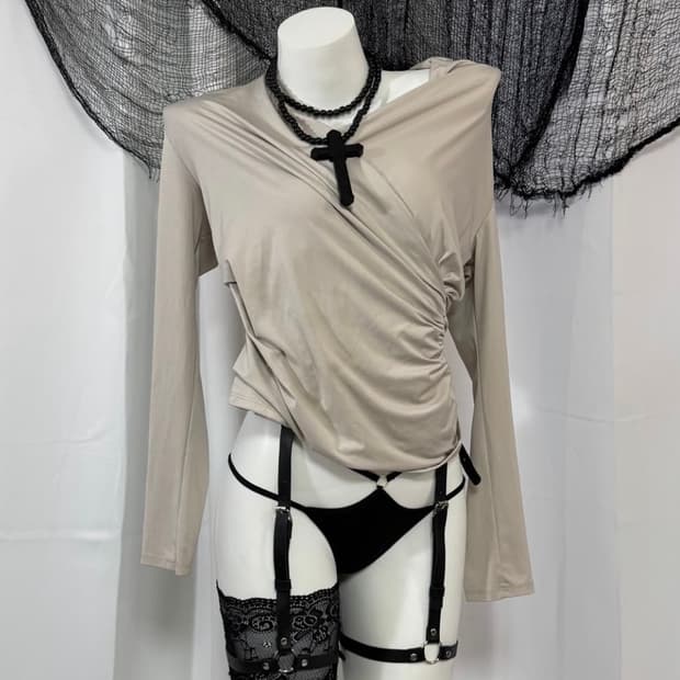 빈티지 셔링 드레이프 롱 슬리브