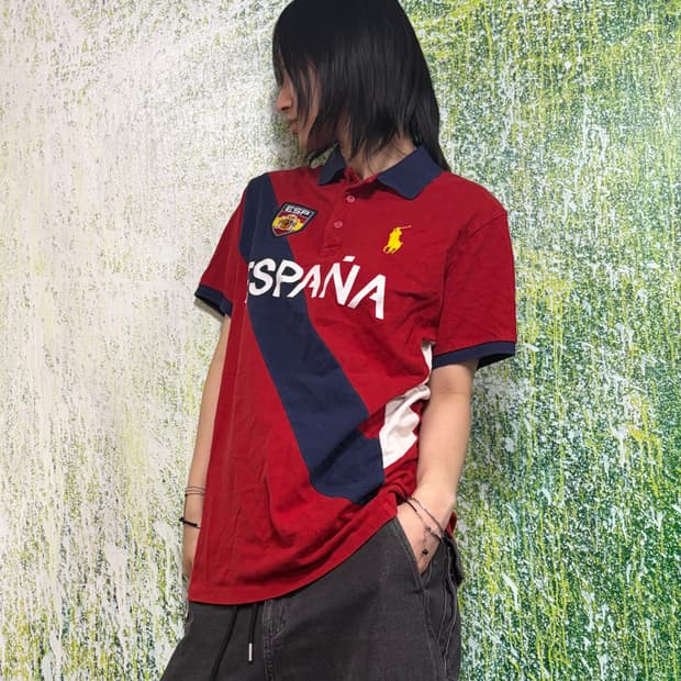 폴로 빅포니 치프키프 에스파냐 레드 반팔 카라 티셔츠 L 