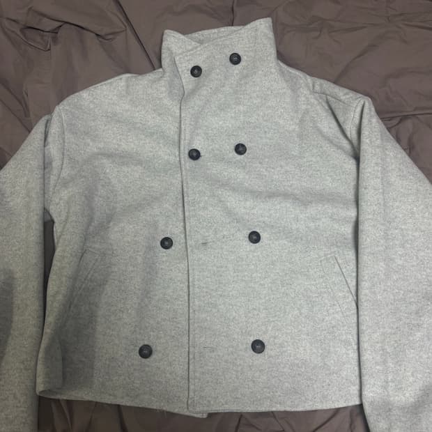 빈티지 하이넥 숏코트 그레이