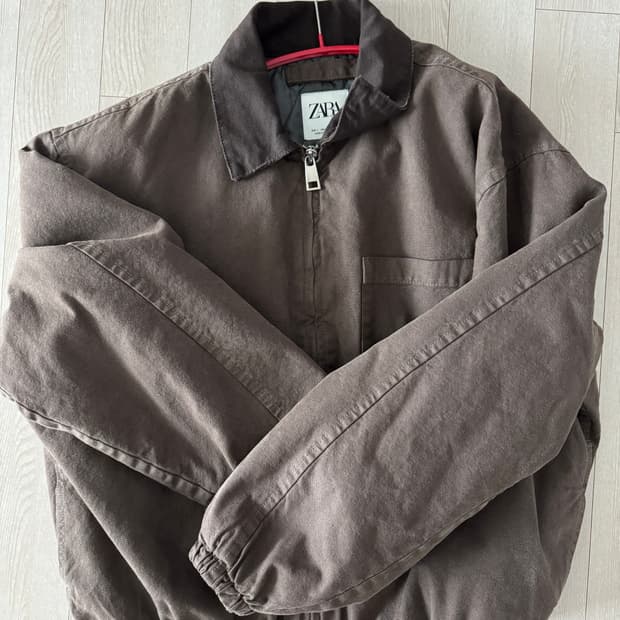 ZARA 콤비 칼라 점퍼 브라운