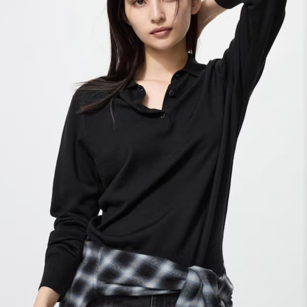 유니클로 메리노 폴로 스웨터 L