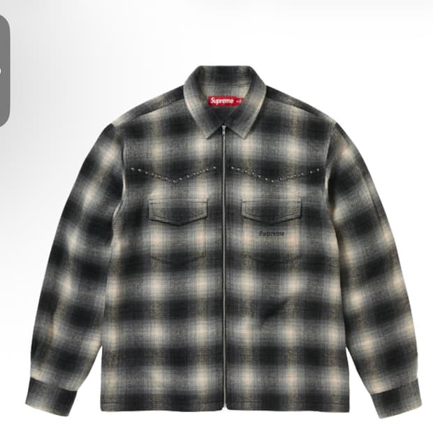 슈프림 스터드 쉐도우 플레이드 집업 셔츠 블랙 - 25FW