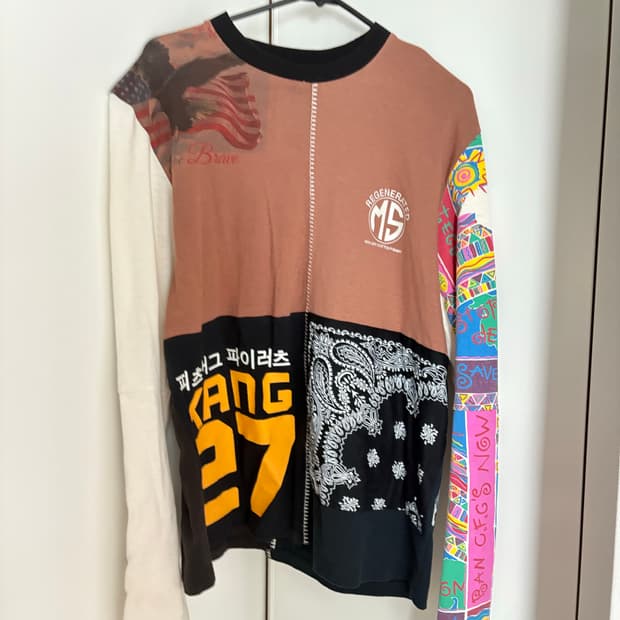 마린 세르 패치워크 롱 슬리브 티셔츠 새상품⭕️