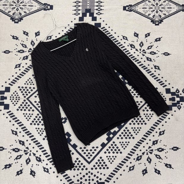 랄프로렌 브이넥 꽈배기 니트 스웨터 S P00036