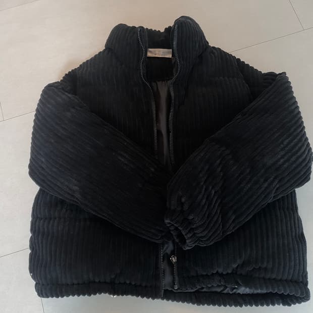 코듀로이 숏 패딩 블랙