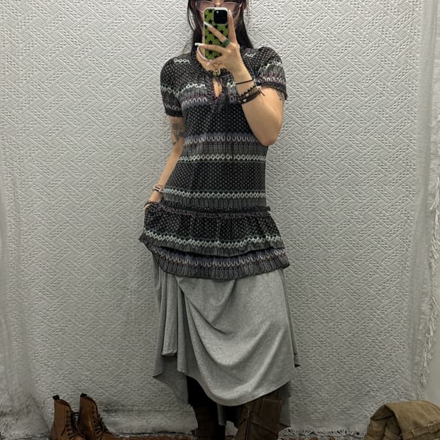 빈티지 보헤미안 오리엔탈 히피 패턴 셔링 시어 반팔 블라우스 K0082