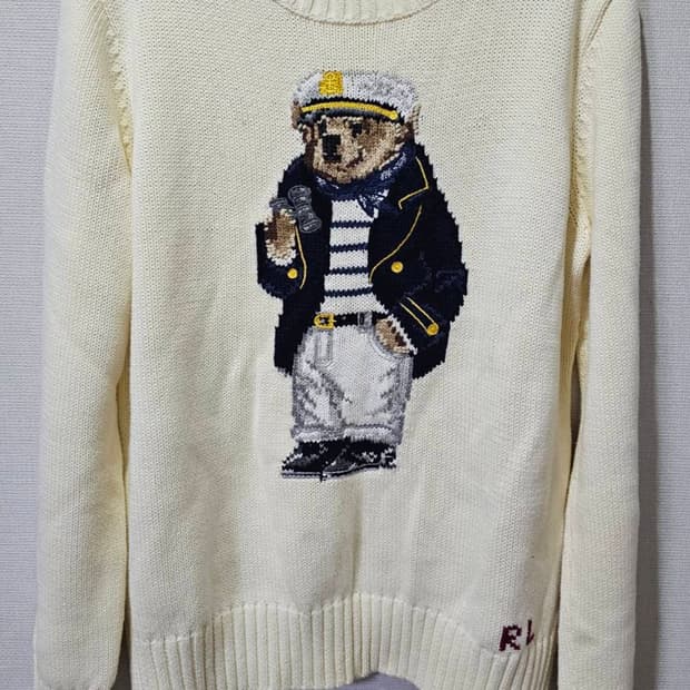 정품 폴로 랄프로렌 화이트 곰돌이 니트 100 / L