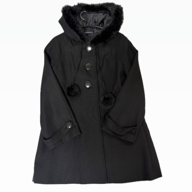 빈티지 폼폼 블랙 원피스 코트