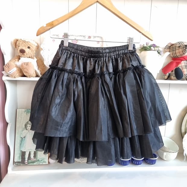 바디라인(BODYLINE) 블랙 프릴 롤리타 스커트