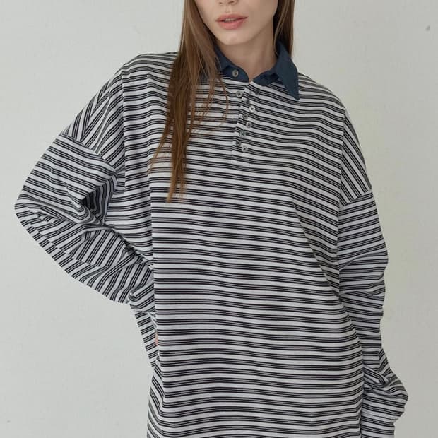 오데스 HAILEY BUTTONED PK TEE - GREY