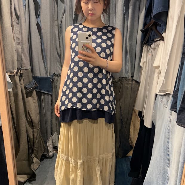 44-55 ) Atelier Six Polka Dot Blouse