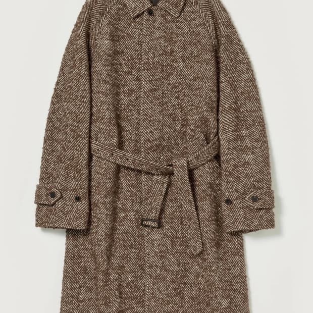 [5]오라리 22AW  울 알파카 헤링본 트위드 수티엥 카라 코트