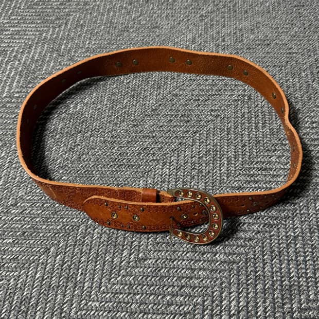 웨스턴 빈티지 브라운 가죽 벨트