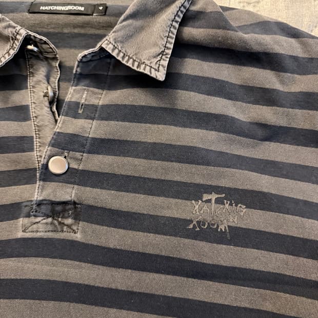 VTG Stripe Polo Tee Dyed Blue