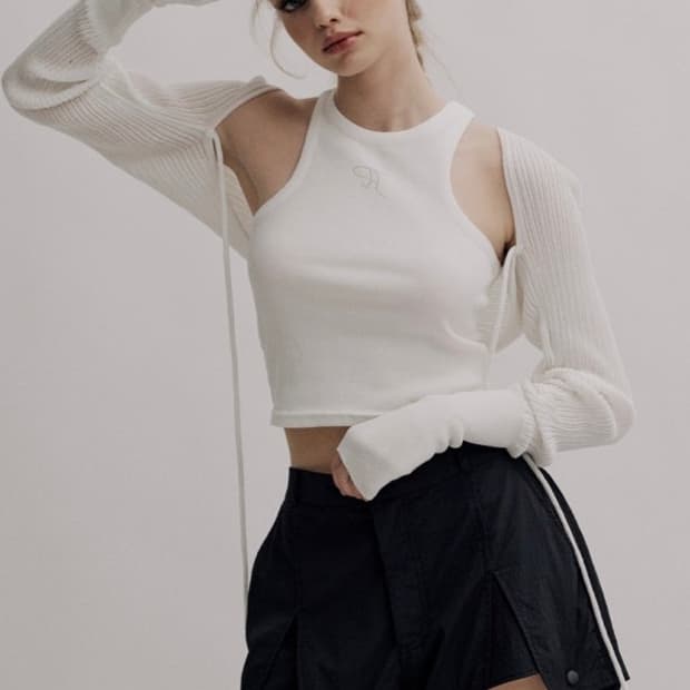 쓰리타임즈 쥬얼 탱크탑 화이트 s