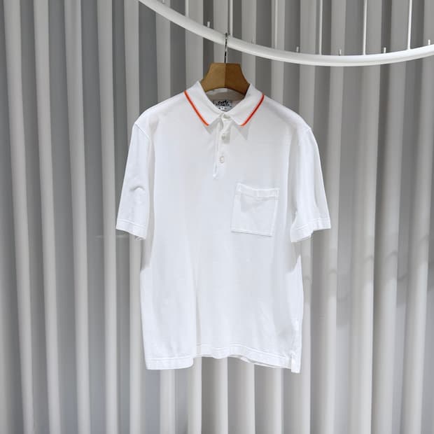 (A+/M) / 에르메스 피크르셀리에 폴로 코튼 화이트 반팔 티셔츠