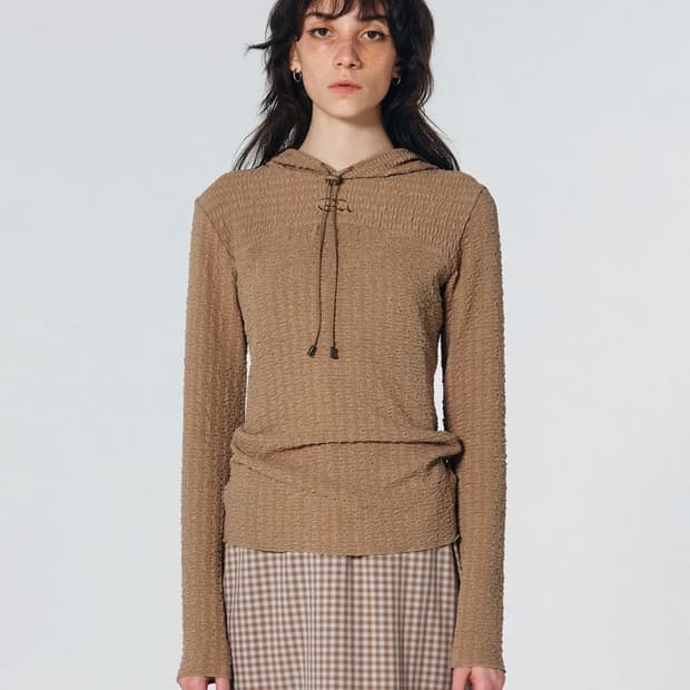 SCULPTOR E-string Crinkle Hoodie Toast S