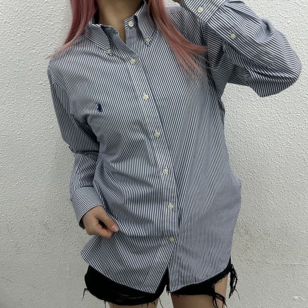 폴로 랄프로렌 네이비포니 네이비 단가라 셔츠 S