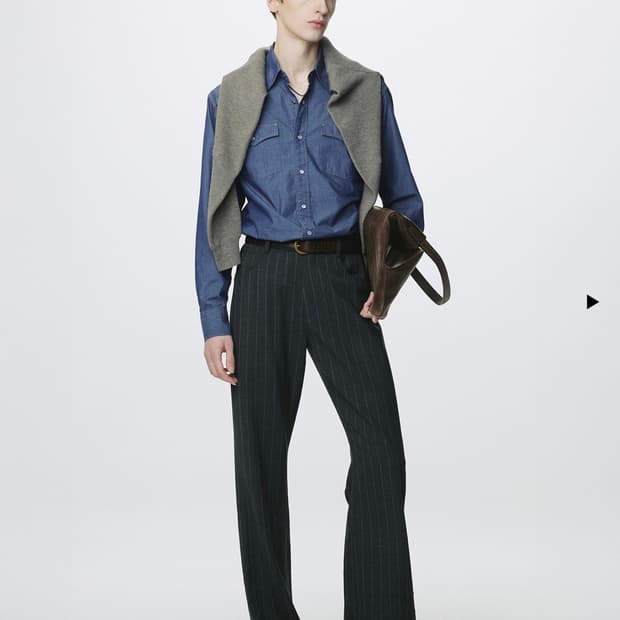 [30] 토니웩 스트라이프 울 플레어 팬츠 그레이