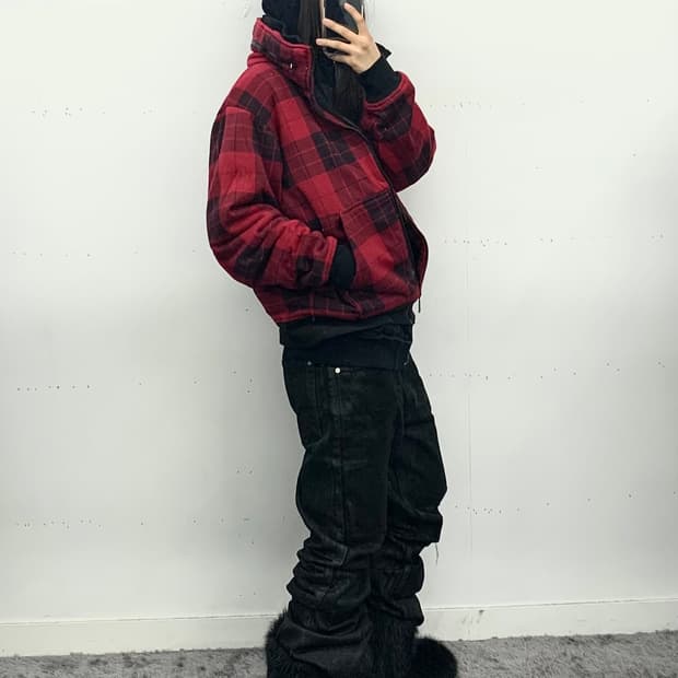 Truxtion y2k 펑크 체크 자켓