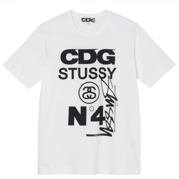 CDG x 스투시 티셔츠 화이트 XL