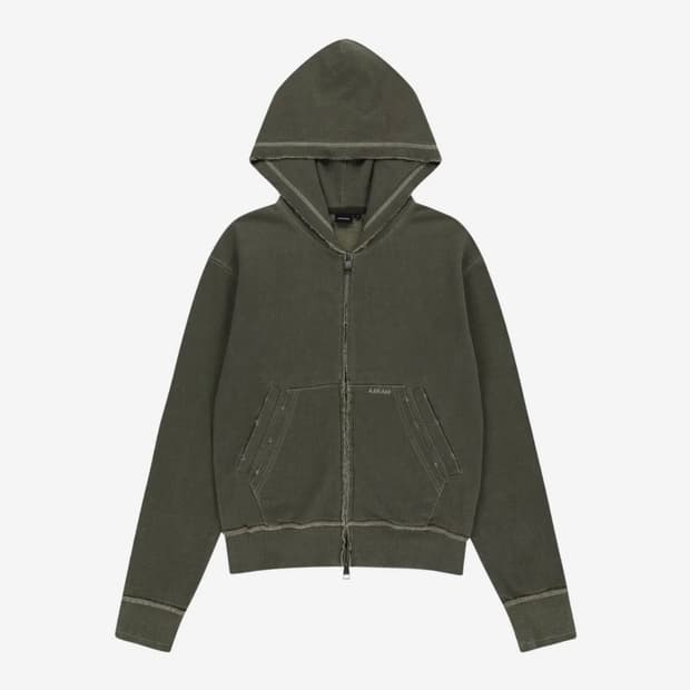 아캄 후드집업 카키 vintage damaged zip-up hoodie