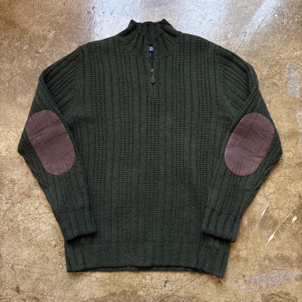 Lands End 엘보 패치 니트 반 집업