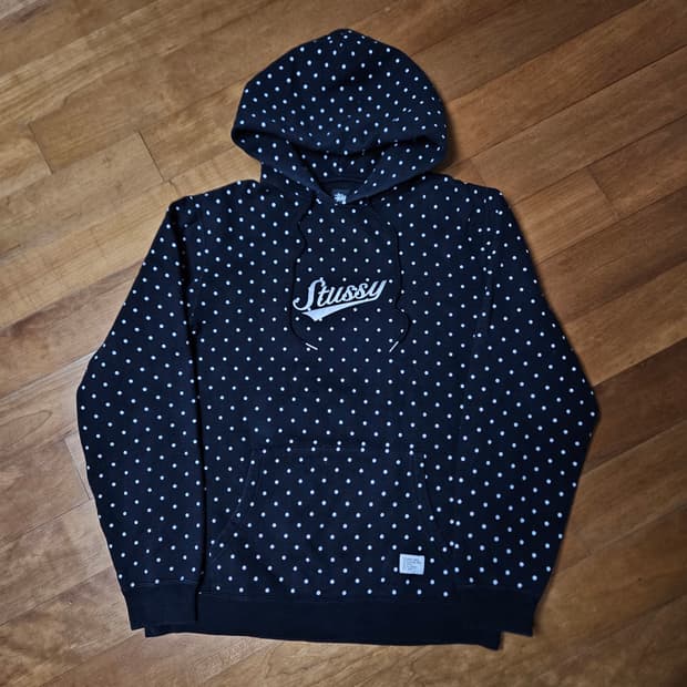 스투시 도트 후드티 블랙 L