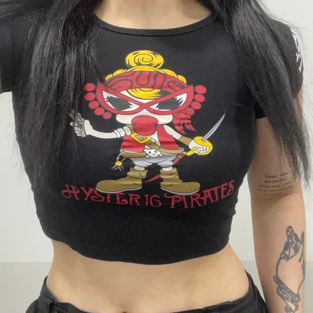Hysteric Mini 히스테릭 해적미니짱 프린팅 크롭 반팔티셔츠