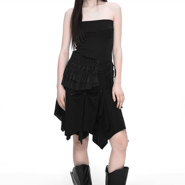 BUSTIER LAYERED DRESS BLACK