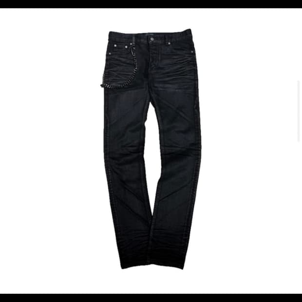 언더마이카 블랙볼드체인 슬림 스트레이트 왁스 코티드 진