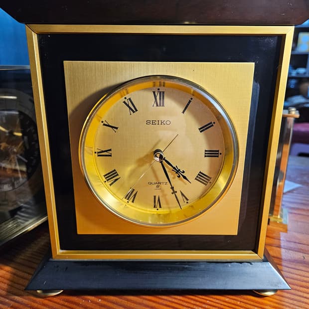 세이코 고급 흑단, 황동 정밀쿼츠 빈티지 탁상시계